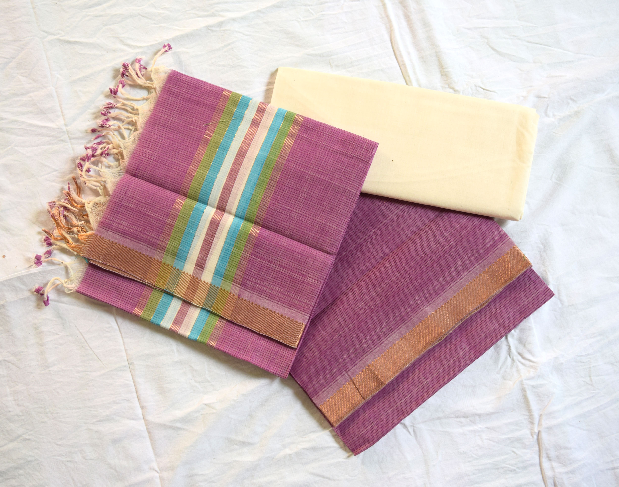 Mangalagiri light purple Color Cotton Dress material-5