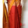 uppada-red-with-mustard-yellow-plain-silk-saree-front-view