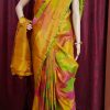 Uppada Multi Color ikkath design woven silk saree with blouse