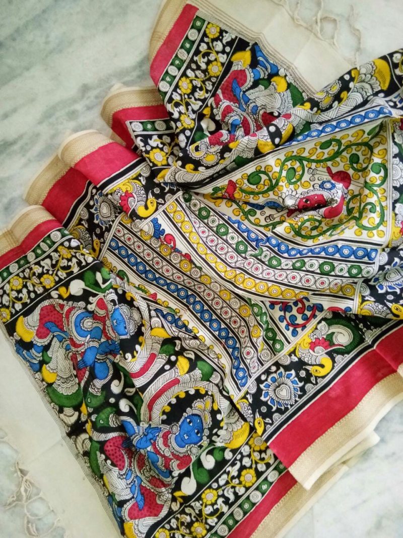 kalamkari hand painted mangalagiri Cotton dupatta-27