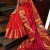 orange big checks silk saree