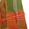 Handwoven Mangalagiri Green and multi color half and half cotton saree with blouse-2