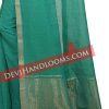 Handwoven Mangalagiri Teal Green Plain cotton saree with blouse